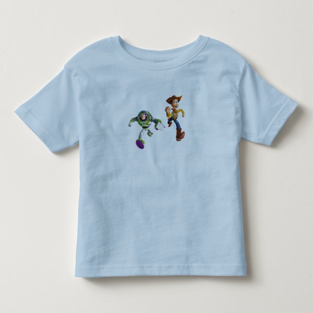 Toy Story Buzz Lightyear Woody running Toddler T-shirt (Front)