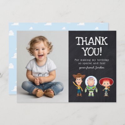 Toy Story Chalkboard Birthday Thank You Card