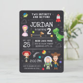 Toy Story Chalkboard - Two Infinity and Beyond  Invitation (Standing Front)