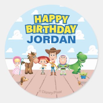Toy Story Character Birthday Classic Round Sticker by ToyStory at Zazzle