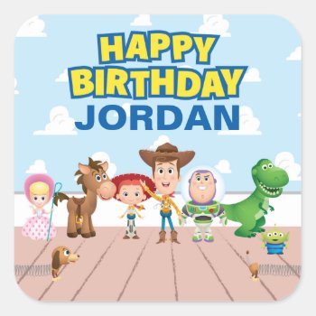 Toy Story Character Birthday Square Sticker by ToyStory at Zazzle