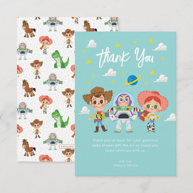 Toy Story Characters Baby Shower Thank You Card (Front/Back)