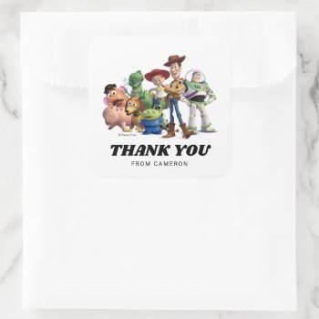 Toy Story Characters Birthday Thank You Square Sticker by ToyStory at Zazzle