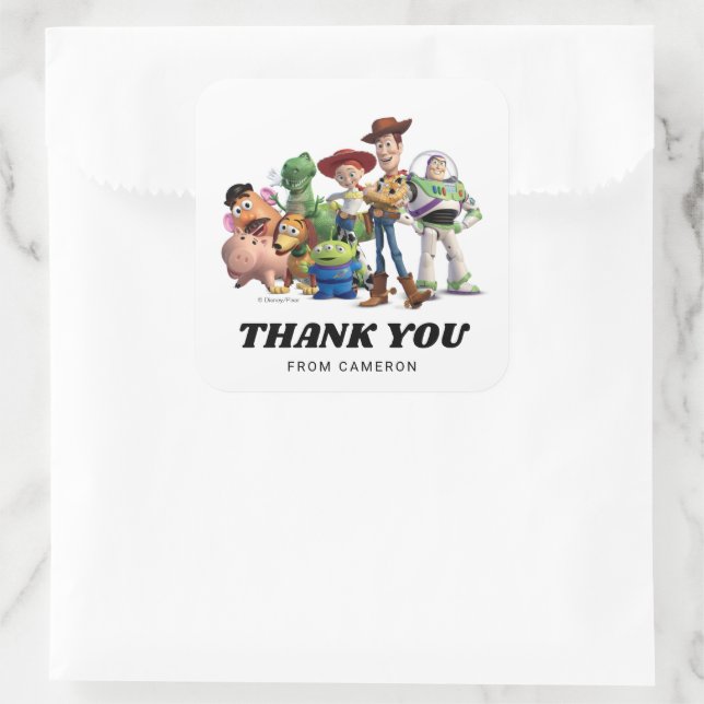 Toy Story Characters Birthday Thank You Square Sticker (Bag)