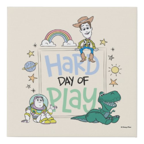 Toy Story Characters  Hard Day of Play Faux Canvas Print