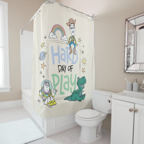 Toy Story Characters  Hard Day of Play Shower Curtain