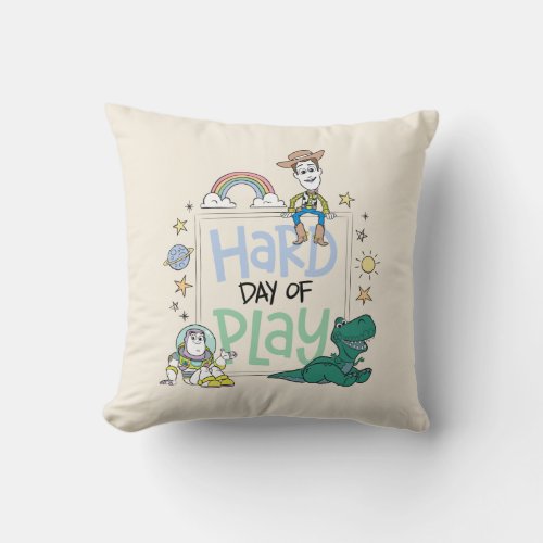 Toy Story Characters  Hard Day of Play Throw Pillow