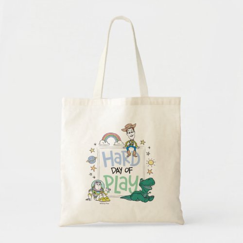 Toy Story Characters  Hard Day of Play Tote Bag
