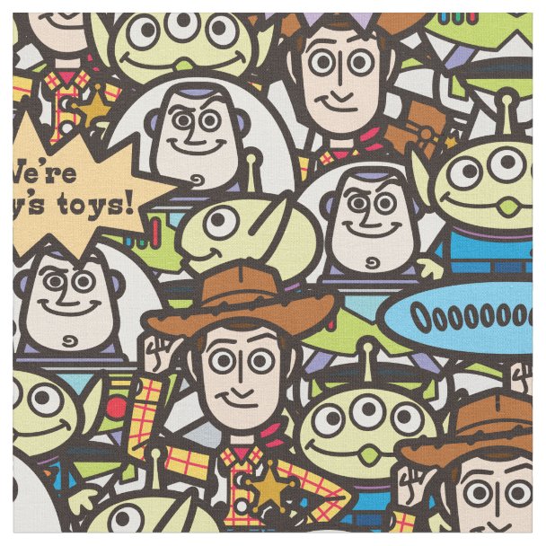 Toy Story 4 | Retro Toy Shape Toss Pattern Fabric | Zazzle