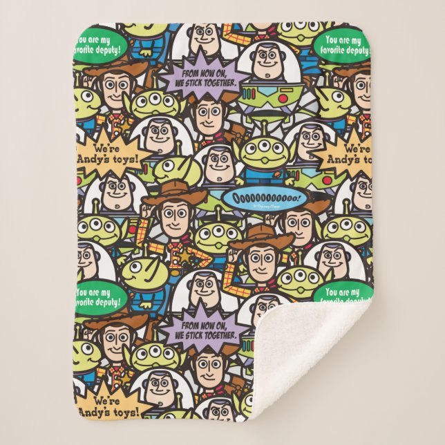 Toy Story | Cute Toy Pattern Sherpa Blanket (Front)