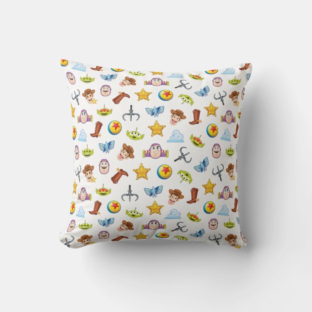 Toy Story Emoji Pattern Throw Pillow (Front)