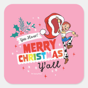 Toy Story Jessie   Merry Christmas Y'all Square Sticker