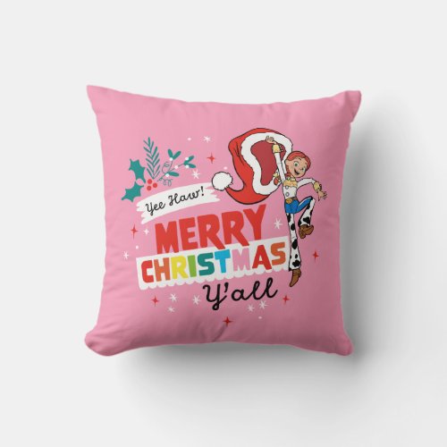 Toy Story Jessie  Merry Christmas Yall Throw Pillow