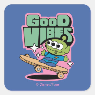 Toy Story Little Green Men Good Vibes Square Sticker