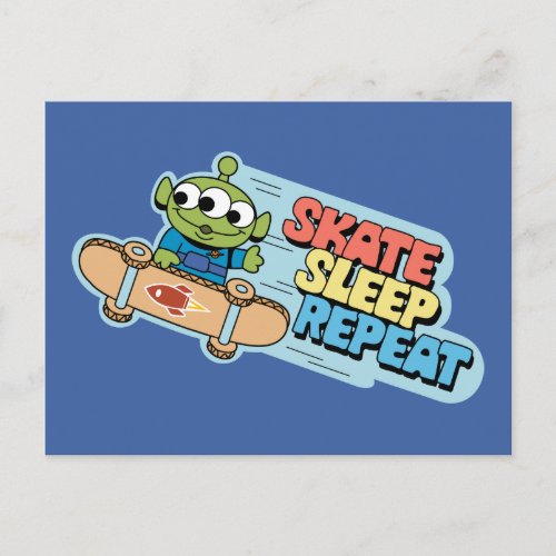 Toy Story  Little Green Men Skate Sleep Repeat Postcard