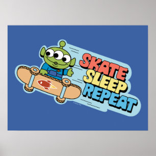 Toy Story   Little Green Men Skate Sleep Repeat Poster