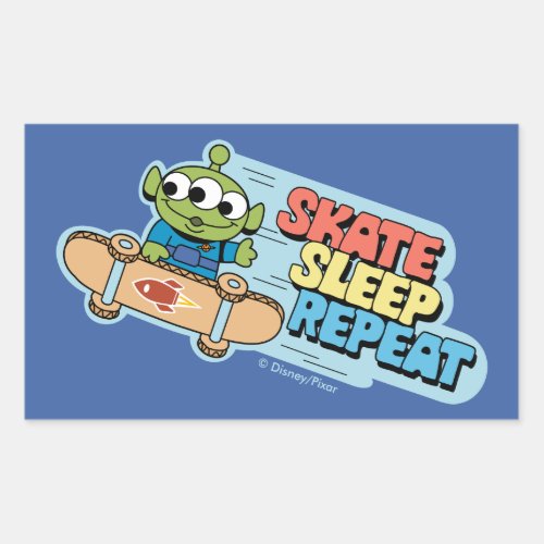 Toy Story  Little Green Men Skate Sleep Repeat Rectangular Sticker