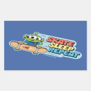 Toy Story Little Green Men Skate Sleep Repeat Rectangular Sticker