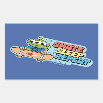 Toy Story | Little Green Men Skate Sleep Repeat Rectangular Sticker