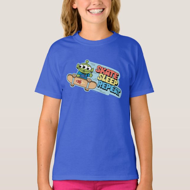 Toy Story | Little Green Men Skate Sleep Repeat T-Shirt (Front)