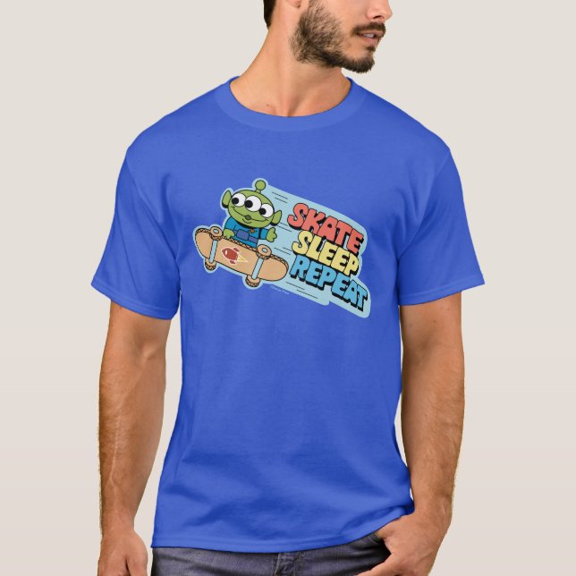 Toy Story | Little Green Men Skate Sleep Repeat T-Shirt (Front)