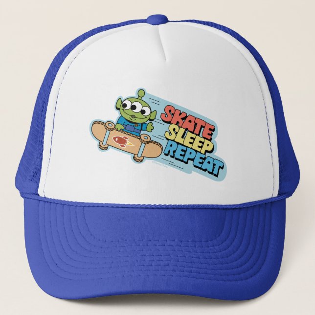 Toy Story | Little Green Men Skate Sleep Repeat Trucker Hat (Front)