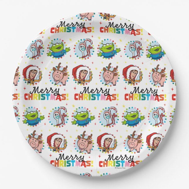 Toy Story | Merry Christmas Pattern Paper Plates (Front)