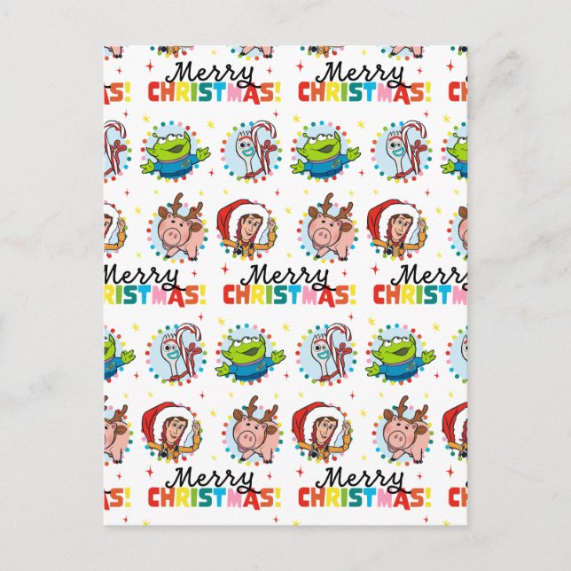 Toy Story | Merry Christmas Pattern Postcard (Front)