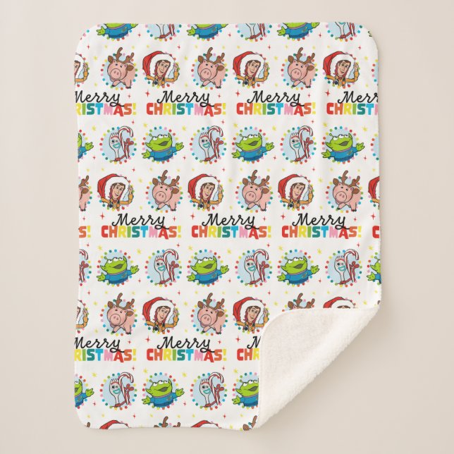 Toy Story | Merry Christmas Pattern Sherpa Blanket (Front)