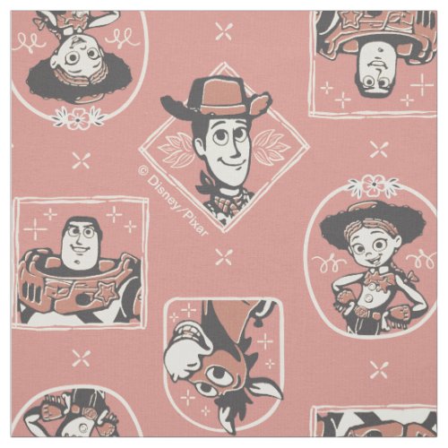 Toy Story Pink Western Cowboy Portrait Pattern Fabric