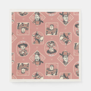 Toy Story Pink Western Cowboy Portrait Pattern Napkins