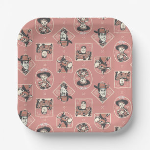 Toy Story Pink Western Cowboy Portrait Pattern Paper Plates