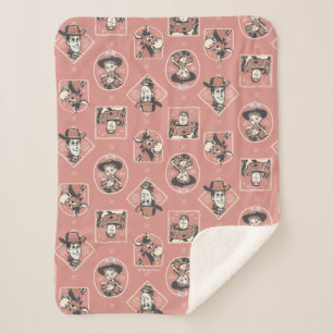 Toy Story Pink Western Cowboy Portrait Pattern Sherpa Blanket