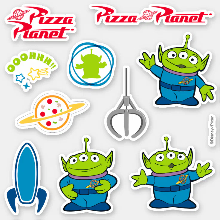 aterrizaje Microbio Diploma Toy Story | Pizza Planet Aliens Sticker | Zazzle