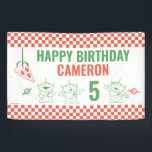 Toy Story | Pizza Planet Kids Birthday Banner<br><div class="desc">Blast off to an intergalactic celebration with our Toy Story Pizza Planet Birthday Banner! This fun and vibrant banner is perfect for any Toy Story fan looking to bring the excitement of Andy's favorite pizza spot to their special day.</div>