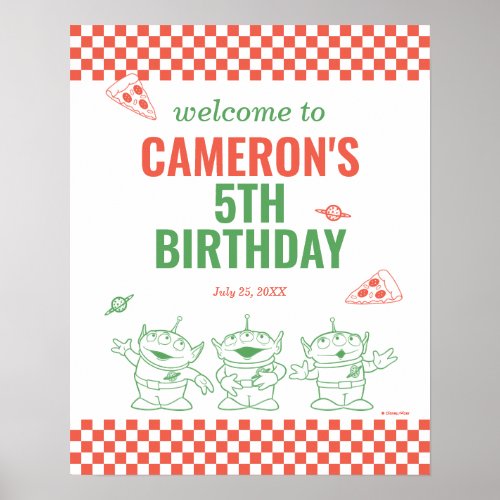 Toy Story  Pizza Planet Kids Birthday Welcome Poster