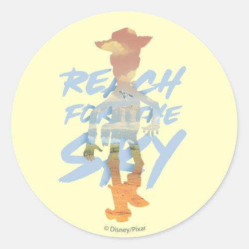 Toy Story  Reach For The Sky Woody  Buzz Art Classic Round Sticker