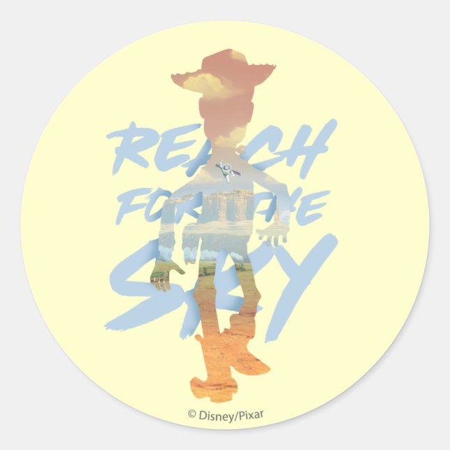 Toy Story | "Reach For The Sky" Woody & Buzz Art Classic Round Sticker (Front)