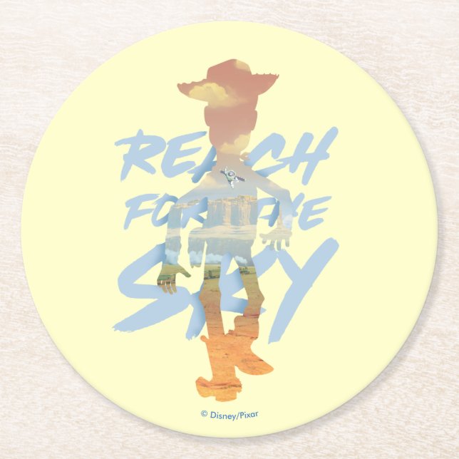 Toy Story | "Reach For The Sky" Woody & Buzz Art Round Paper Coaster (Front)