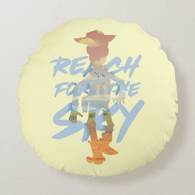 Toy Story | "Reach For The Sky" Woody & Buzz Art Round Pillow (Front)