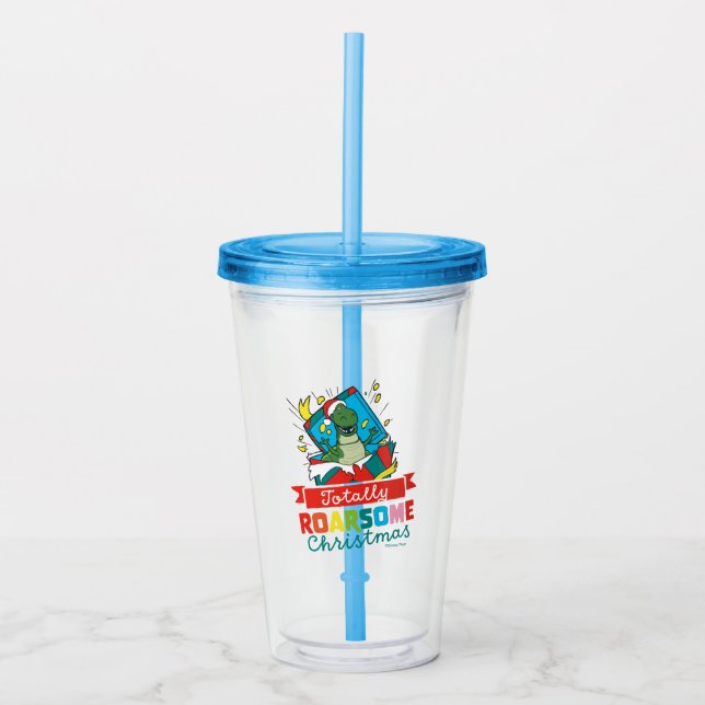 Toy Story Rex | Totally Roarsome Christmas Acrylic Tumbler (Front)