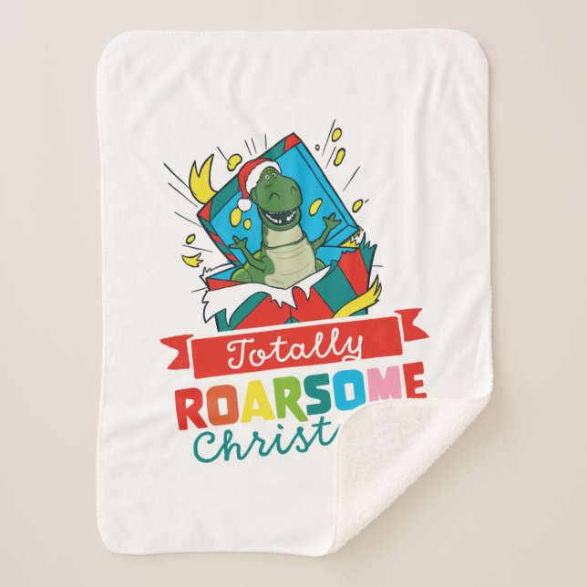 Toy Story Rex | Totally Roarsome Christmas Sherpa Blanket (Front)