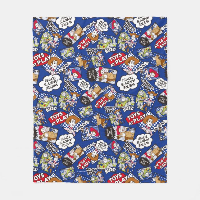 Toy Story | Toys at Play Comic Pattern Fleece Blanket (Front)