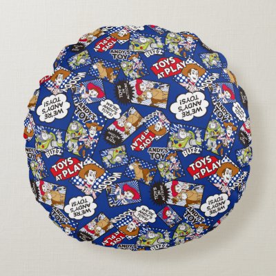 Toy Story | Toys at Play Comic Pattern Round Pillow
