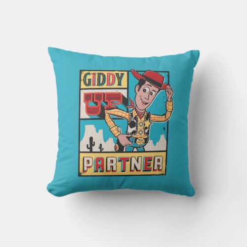 Toy Story _ Vintage Woody Poster Throw Pillow