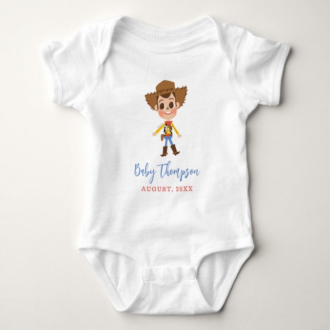 Toy Story - Woody | Baby Announcement with Date Bodysuit (Front)