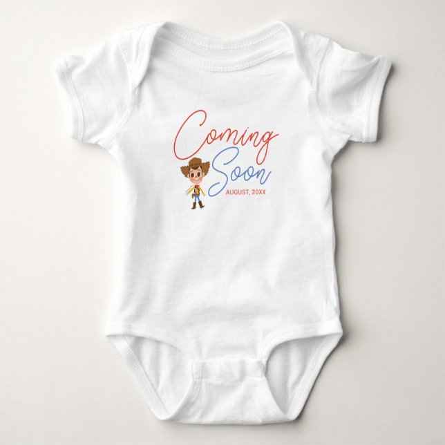 Toy Story - Woody | Baby Announcement with Date Bodysuit (Front)