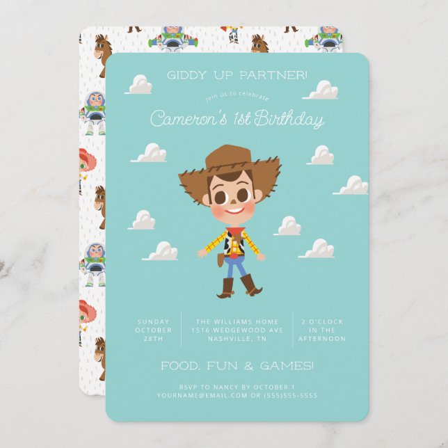 Toy Story | Woody Birthday Invitation (Front/Back)