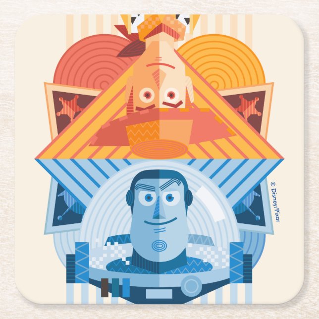 Toy Story | Woody & Buzz Reversible Graphic Square Paper Coaster (Front)