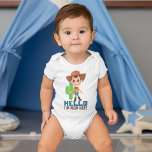 Toy Story Woody Hello I&#39;m New Here Baby Bodysuit at Zazzle